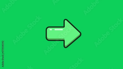 Dynamic green arrow animation signals forward motion, progress, and directional guidance in a vibrant digital interface or presentation.