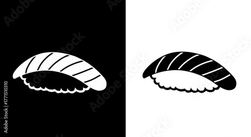 Sushi nigiri vector illustration on contrasting backgrounds, food icon