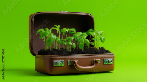 Briefcase with soil and sma...