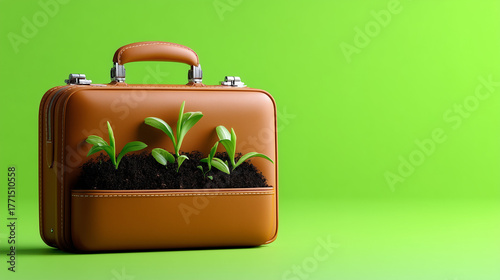 Briefcase with soil and sma...