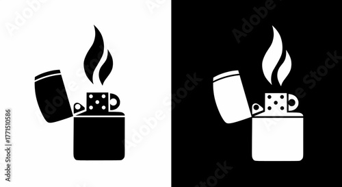 Lighter Icon Vector Illustration with Flame Isolated on Background