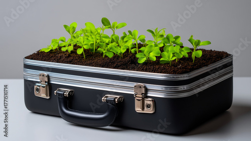 Briefcase with soil and sma...