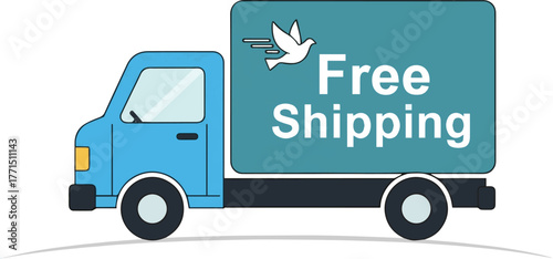 Create a kind of deferent Free shipping truck simple vector icon illustration material vector art with white background..