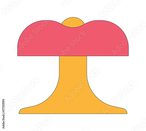 Quirky retro-style table lamp with bold lampshade 2D cartoon object. Vintage decor. Home accessory. Children room light fixture isolated element flat vector clip art on white. Spot illustration