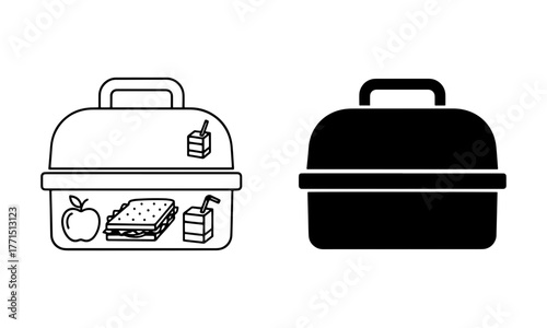Lunch box icons for school and picnic vector