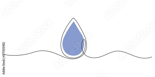 Continuous Line Art of a Water Drop Splashing into Water,Hands Holding Water Droplet in Continuous Line Art,Continuous Line Art of a Blue Water Drop