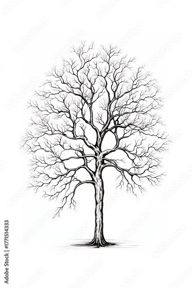 Fototapeta premium A minimal tree sketch drawing plant.
