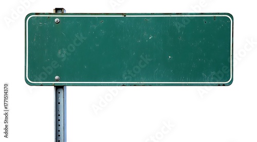 Realistic green road sign isolated on white
