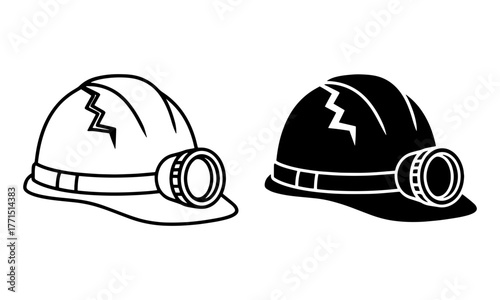A cracked mining helmet Icons Vector