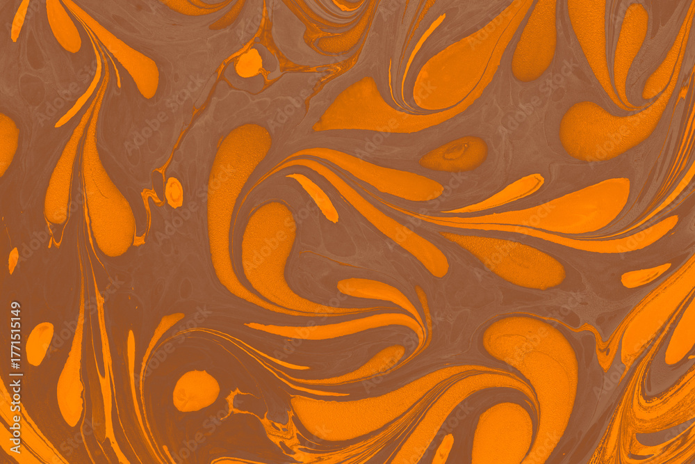 Fototapeta premium Ebru marble effect with floral pattern design for print