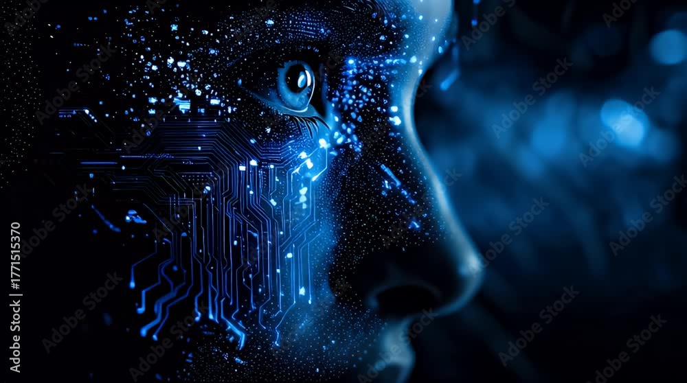 Robot vleu regardant vers le futur, cosmos, espace, 