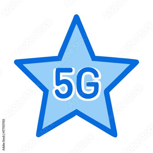 Blue outlined star icon with 5G text
