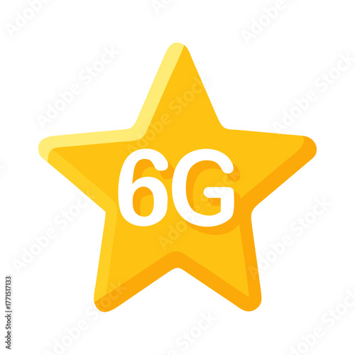Golden star icon with 6G text on white background
