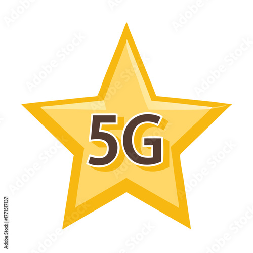 Golden outlined star icon with 5G text
