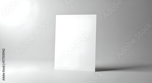 Blank Vertical Card or Flyer Mockup Template Standing on Neutral Studio Background