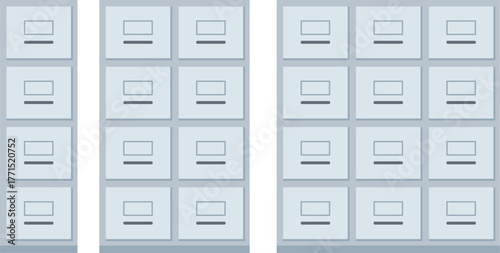Office filing cabinet illustration set