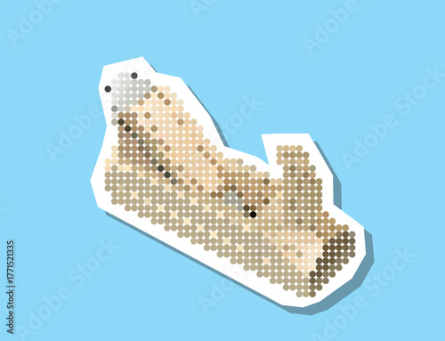 Carpenter's wood planer, dotted collage element in torn paper vector with pointillism.	
