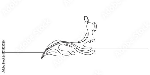 Dynamic Continuous Line Water Splash,Dynamic Water Splash in Continuous Line Art Style,Continuous Line Drawing of a Dynamic Water Splash