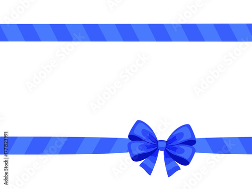 Blue ribbon bow knot. Hand drawn trendy flat style isolated on transparent background. Perfect for gift box wrapping, holiday cards, packaging, festive decorations, warping decor. Vector illustration