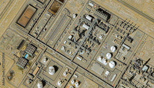 Industrial Giant: A bird's-eye view of the Yanbu oil refinery complex in Saudi Arabia in the summer of 2025