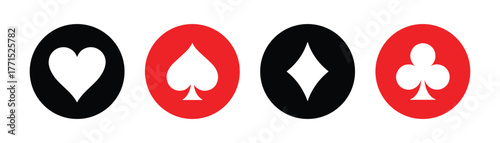 Different card suits isolated on white background