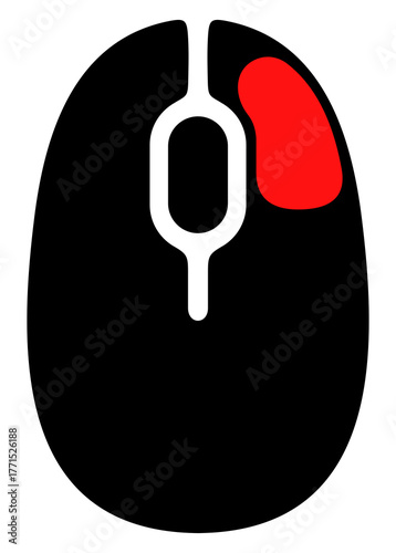 Computer mouse, clicking, mouse click. Left key and right key, illustration