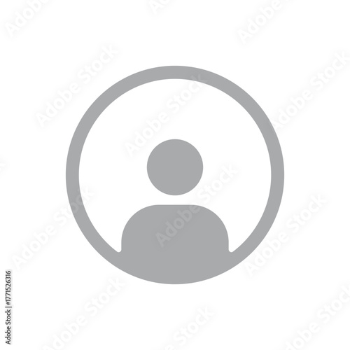 Minimalist user grey avatar icon silhouette for profile picture website app ui ux placeholder account identification or contact graphic template