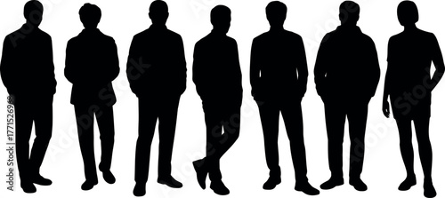 Silhouette of Diverse Group of People Standing Together in Unity and Solidarity