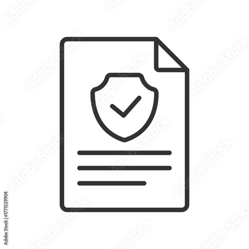 Insurance file icon in line design. insurance, file, protection, shield, guarantee, document, policy on white background vector. Insurance file editable stroke icon