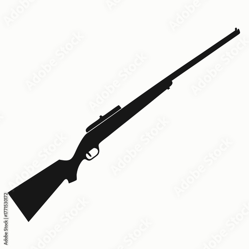 Black Silhouette of a Rifle on a White Background Image