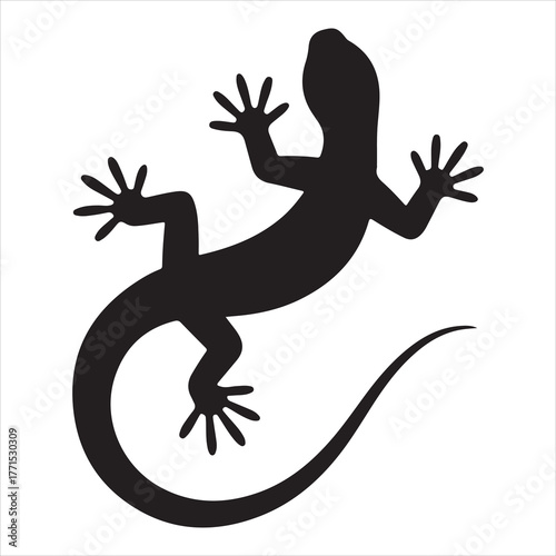lizard, silhouette, black vector icon style, simple shape, clean