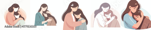 vector of a woman hugging her friend crying