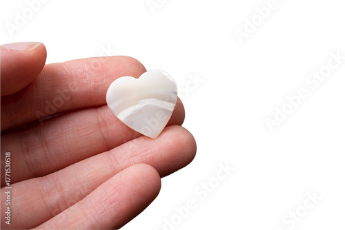 The shape of love heart icon in hand  on white background.
