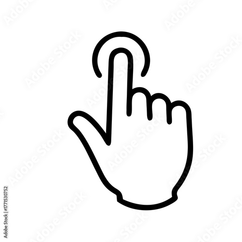 Hand Touching Screen Icon Represents Interaction, Selection and Activation