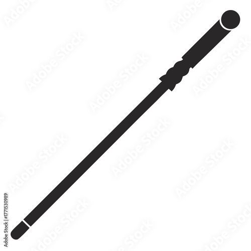 Isolated black vector illustration of a martial arts staff