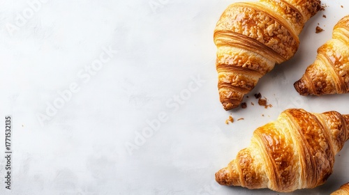 Croissant displayed on a white surface perfect for recipes articles or catalogs with ample copy space