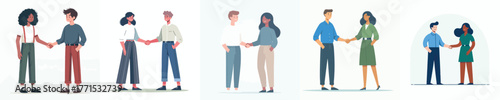 vector of people shaking hands with each other