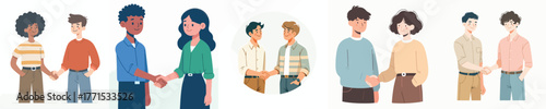 vector half body of people shaking hands with each other