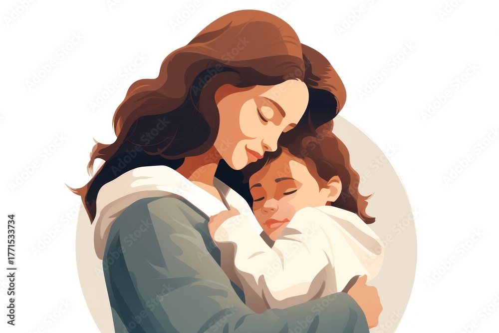 Obraz premium Hugging adult child woman.