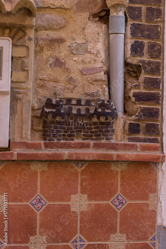 facade and design on a brick wall in a house