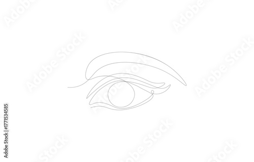 Female Eye One-Line Drawing – Minimal Continuous Editable Vector Illustration