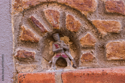 facade and design on a brick wall in a house