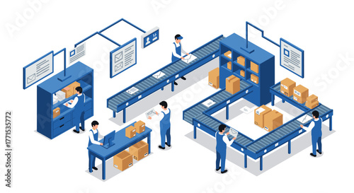 Efficient warehouse management automation with isometric conveyor system