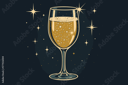 Celebrating special moments with sparkling wine in a starry background elegant and festive environment