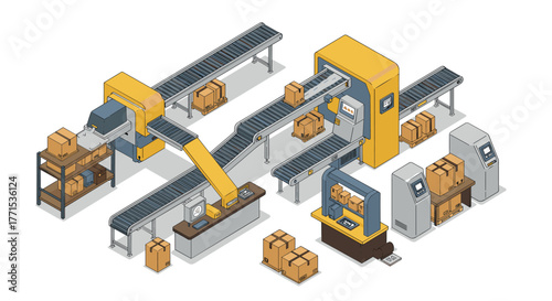 Automated warehouse conveyor system for efficient package sorting and distribution