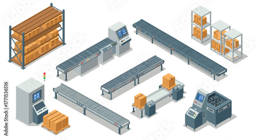 Advanced isometric warehouse conveyor system for efficient automated package sorting