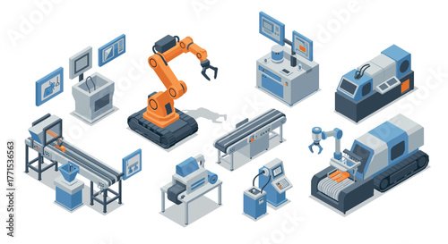 Modern isometric robotics and automation in industrial manufacturing technology