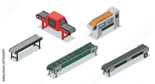 Isometric conveyor belt machines for industrial and manufacturing processes