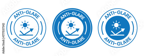 Anti-Glare Circle Logo – Vector Design for Product Label, Information Sticker, Screen Protection Badge, Anti-Glare sign, logo, badge, icon, sticker, label, emblem, stamp, symbol, black, line