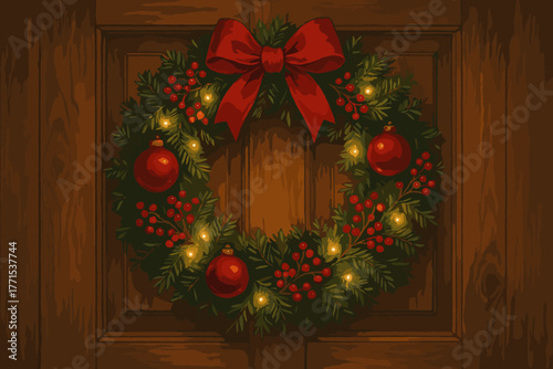 Festive christmas wreath decoration front door digital indoor holiday spirit